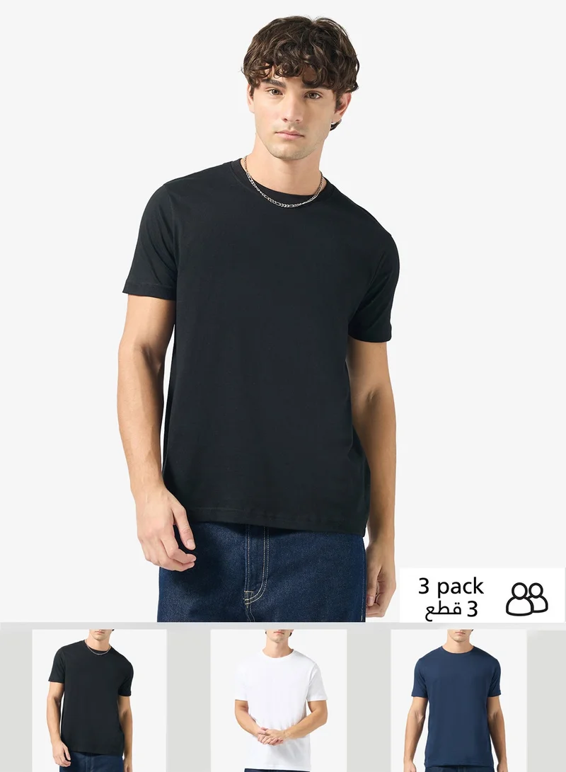 Seventy Five Basics Pack of 3 Round Neck T-Shirt